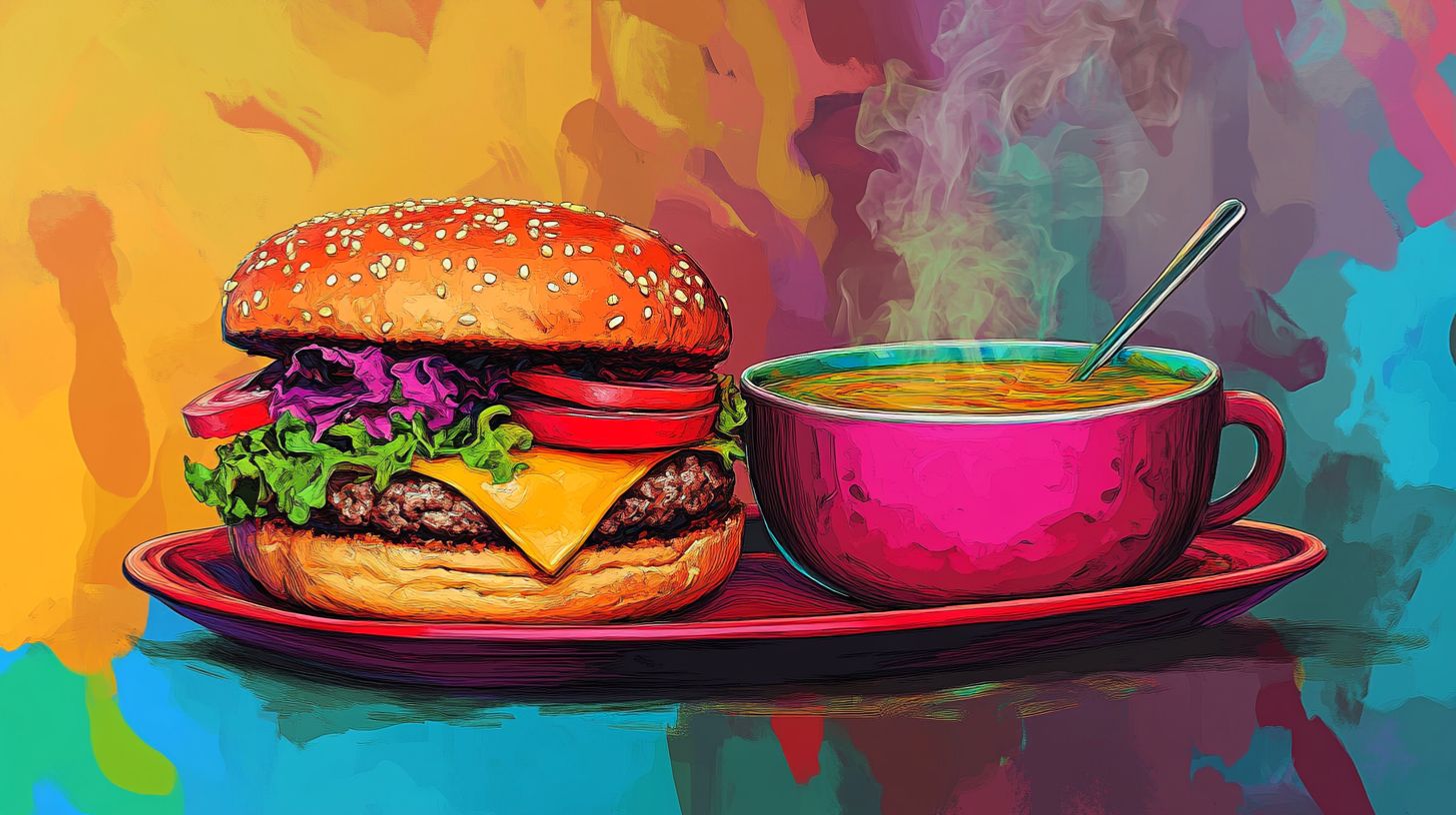 Burger and soup